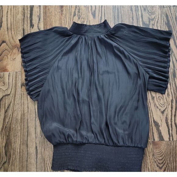 Ramy Brook Black Pleated Blouse Size M NWT - Picture 1 of 4